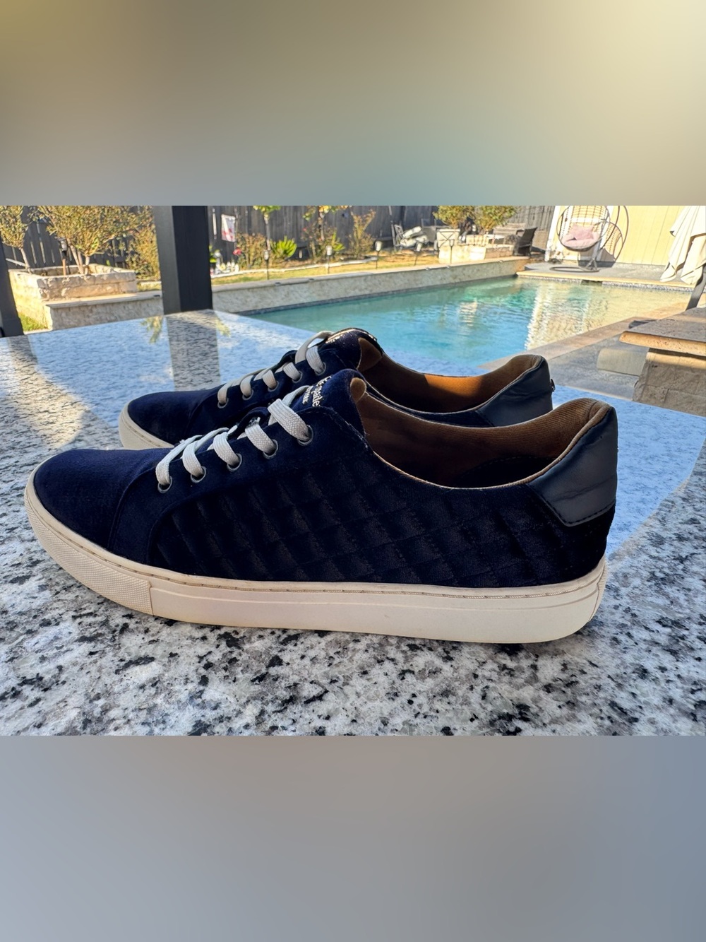Men's Navy Quilted Low-Top Sneakers - Casual Lace-Up Kate spade New York